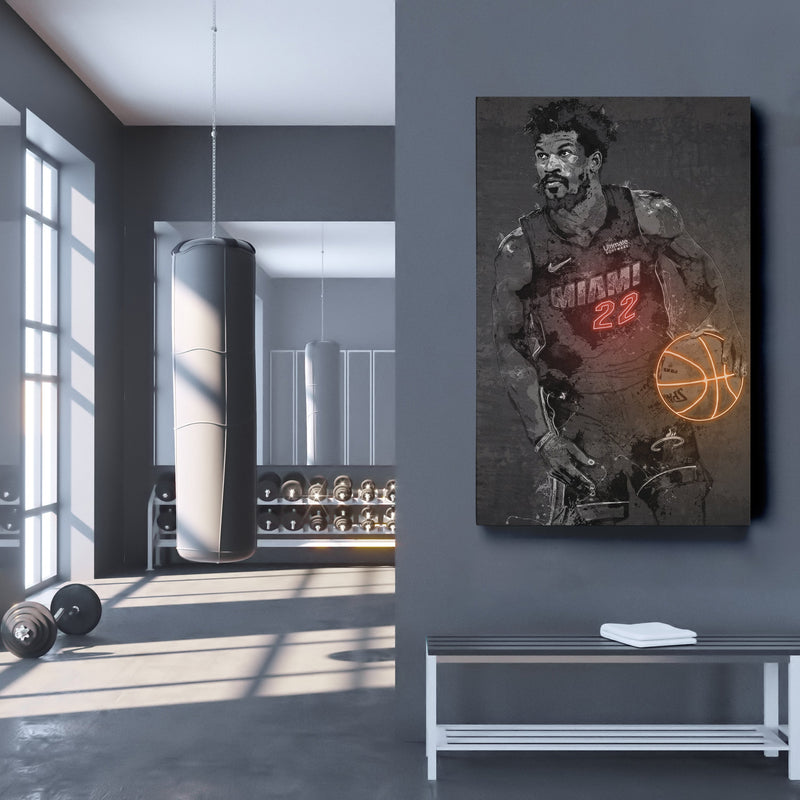 Jimmy Butler Poster Graffiti Neon Miami Heat  Basketball Hand Made Poster Canvas Print Kids Wall Art Man Cave Gift Home Decor