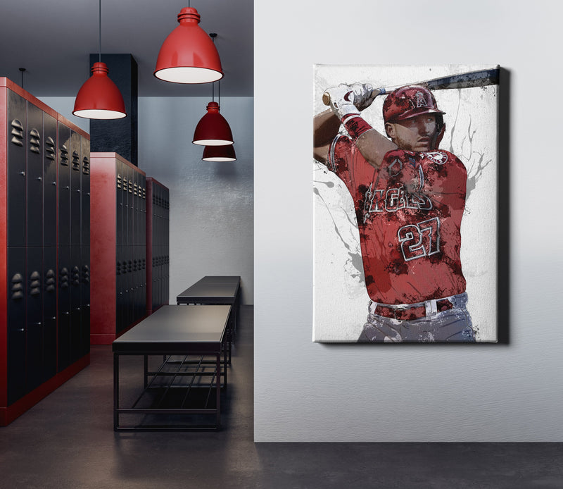 Mike Trout Art Poster Los Angeles Angels Baseball Hand Made Posters Canvas Print Kids Wall Art Man Cave Gift Home Decor