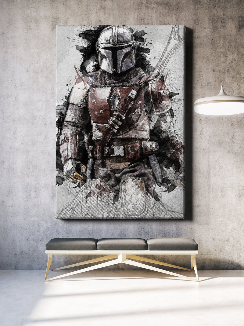 The Mandalorian Poster Star Wars Movie Painting Hand Made Posters Canvas Print Kids Wall Art Man Cave Gift Home Decor