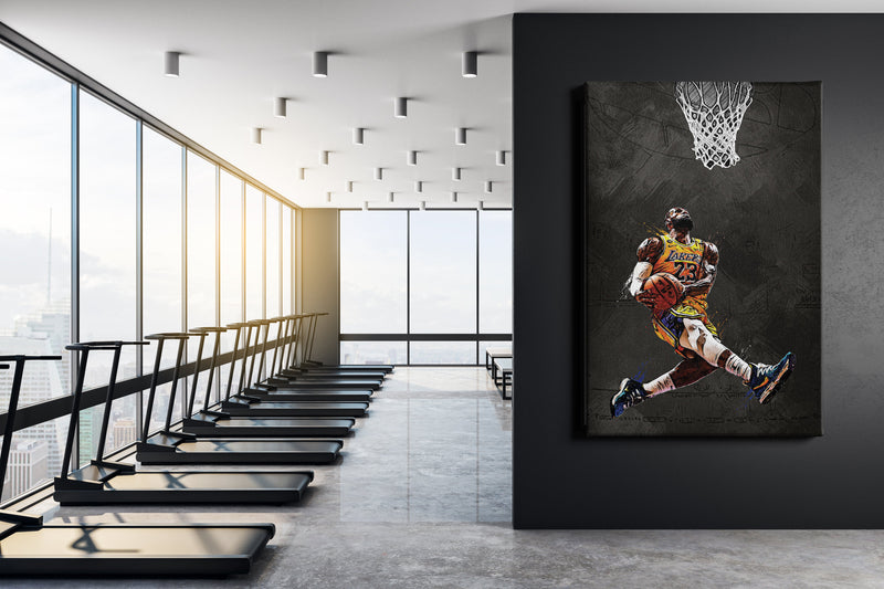 LeBron James Illustration Slam Dunk Poster Los Angeles Lakers Basketball Hand Made Posters Canvas Print Wall Art Home Decor