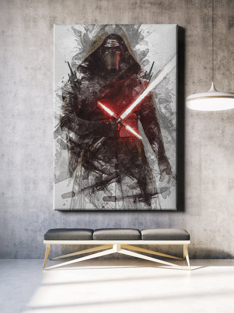 Kylo Ren Poster Star Wars Movie Painting Hand Made Posters Canvas Print Kids Wall Art Man Cave Gift Home Decor