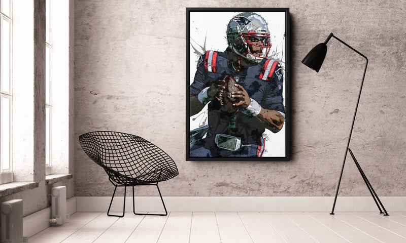 Cam Newton Art Poster New England Patriots Football Hand Made Posters Canvas Print Kids Wall Art Home Man Cave Gift Decor