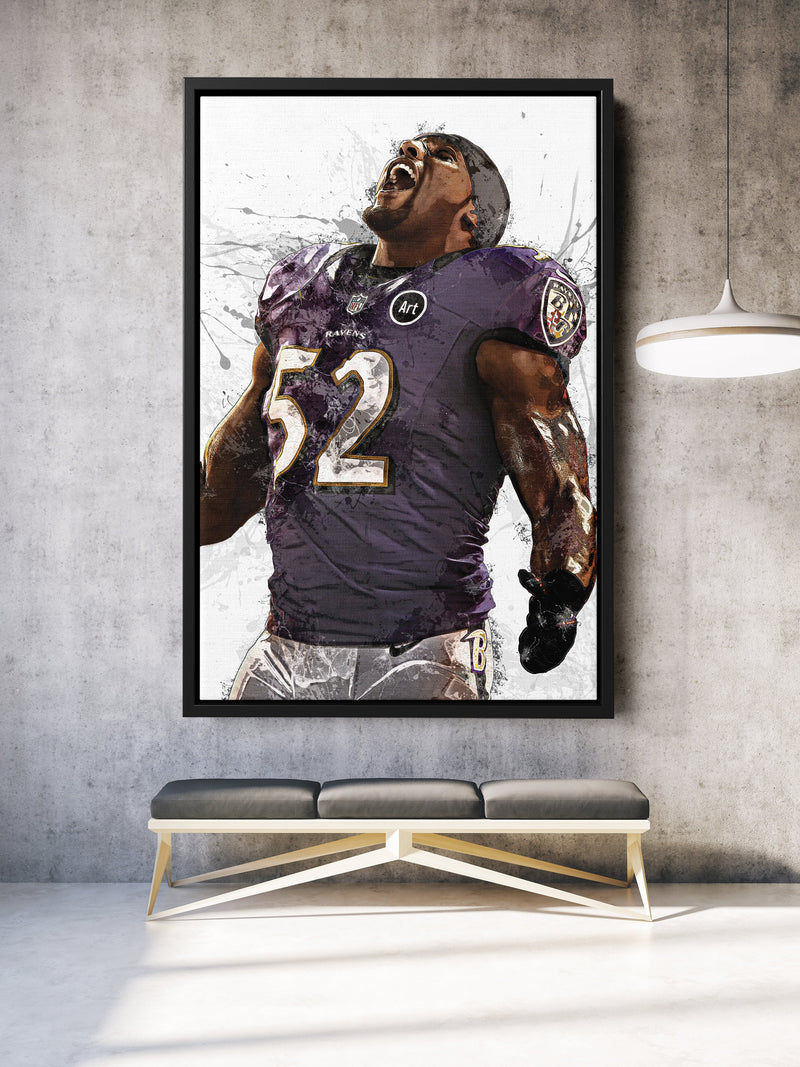 Ray Lewis Art Poster Baltimore Ravens Football Hand Made Posters Canvas Print Kids Wall Art Man Cave Gift Home Decor