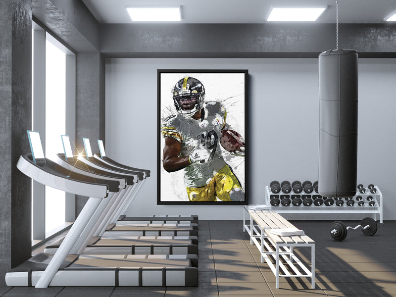 JuJu Smith-Schuster Poster Pittsburgh Steelers Football Painting Hand Made Posters Canvas Framed Print Wall Art Man Cave Gift Home Decor