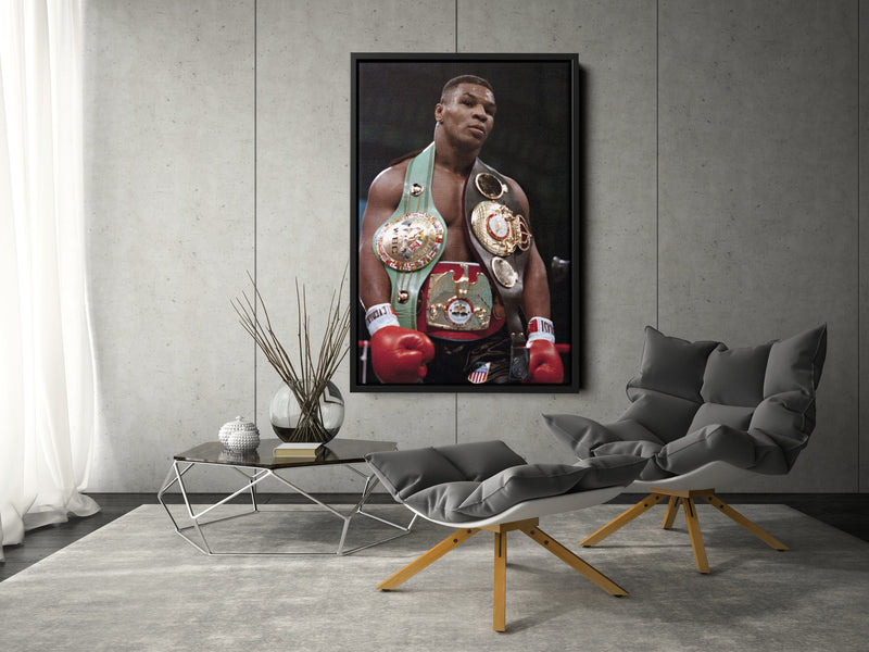 Mike Tyson with belts Poster Hand Made Posters Canvas Print Wall Art Home Decor