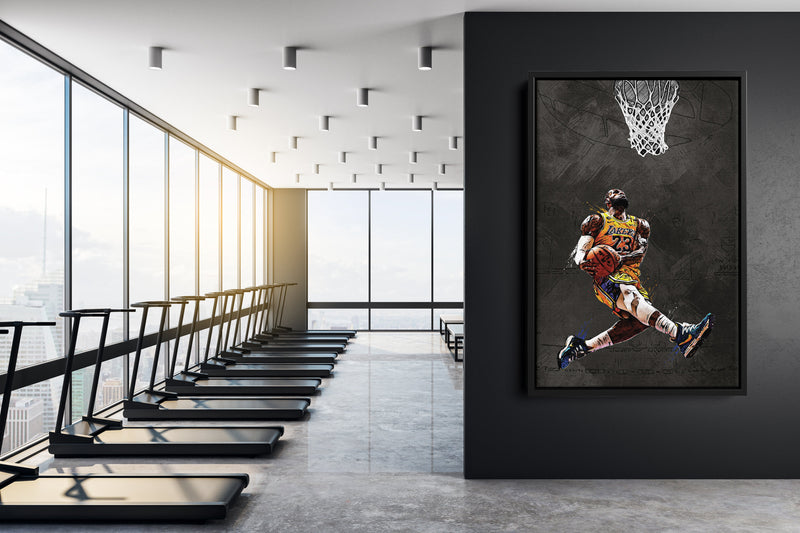 LeBron James Illustration Slam Dunk Poster Los Angeles Lakers Basketball Hand Made Posters Canvas Print Wall Art Home Decor