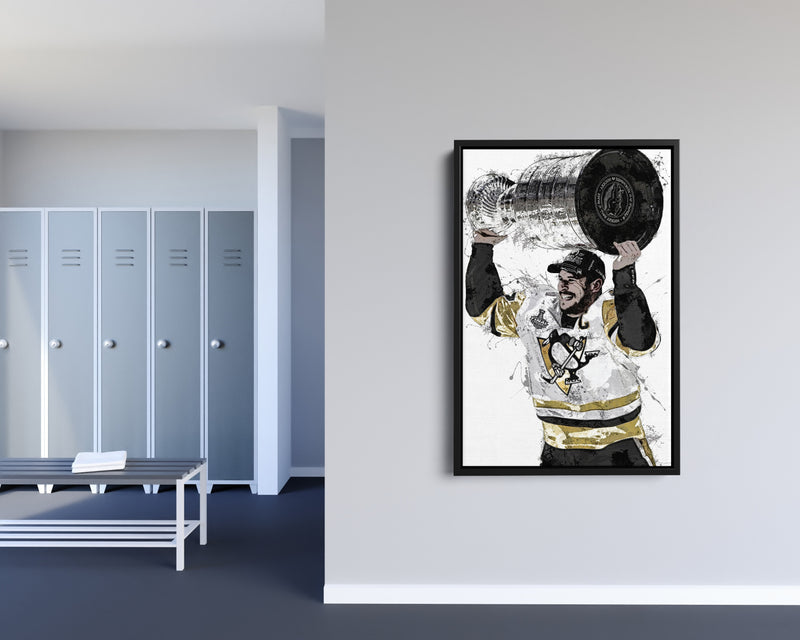 Sidney Crosby Poster Stanley Cup Pittsburgh Penguins Ice hockey Hand Made Posters Canvas Print Kids Wall Art Man Cave Gift Home Decor