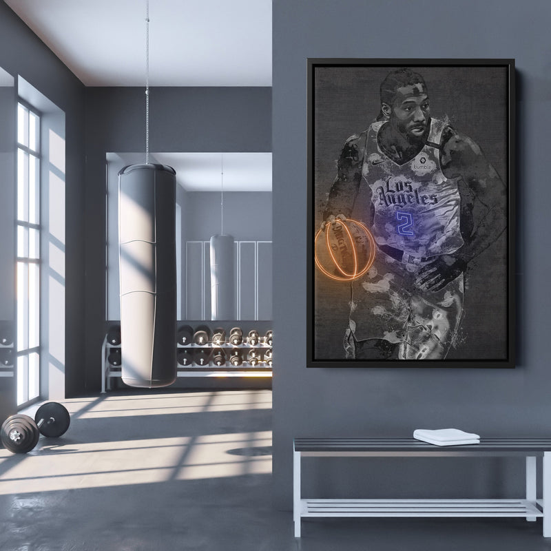 Kawhi Leonard Poster Graffiti Neon Los Angeles Clippers NBA Hand Made Poster Canvas Print Kids Wall Art Man Cave Gift Home Decor