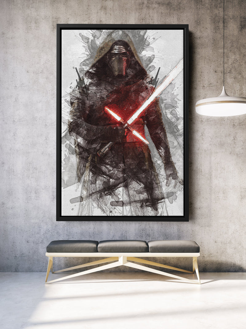 Kylo Ren Poster Star Wars Movie Painting Hand Made Posters Canvas Print Kids Wall Art Man Cave Gift Home Decor