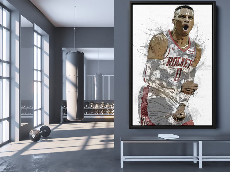 Russel Westbrook Poster Houston Rockets Painting BasketBall Hand Made Posters Canvas Print Wall Kids Art Man Cave Gift Home Decor