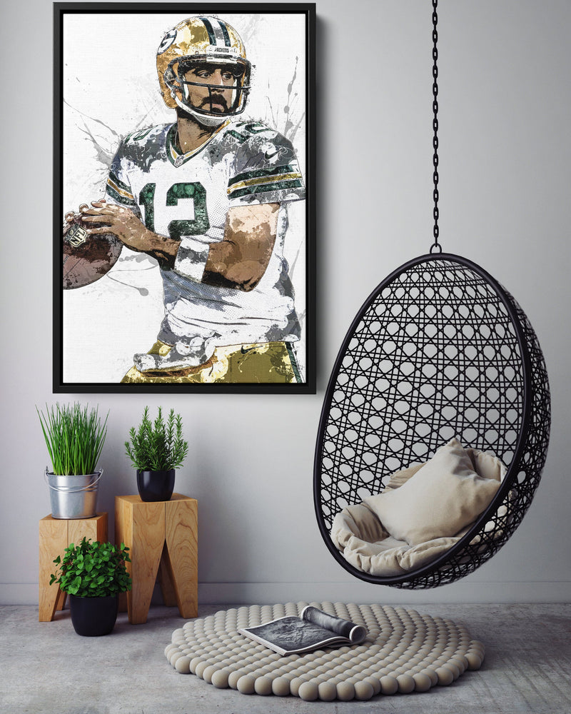 Aaron Rodgers Art Poster Green Bay Packers  Football Hand Made Posters Canvas Print Kids Wall Art Man Cave Gift Home Decor