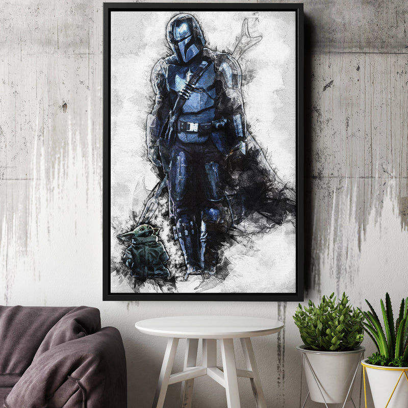 The Mandalorian Baby Yoda Poster Star Wars Movie Painting Hand Made Posters Canvas Print Kids Wall Art Man Cave Gift Home Decor