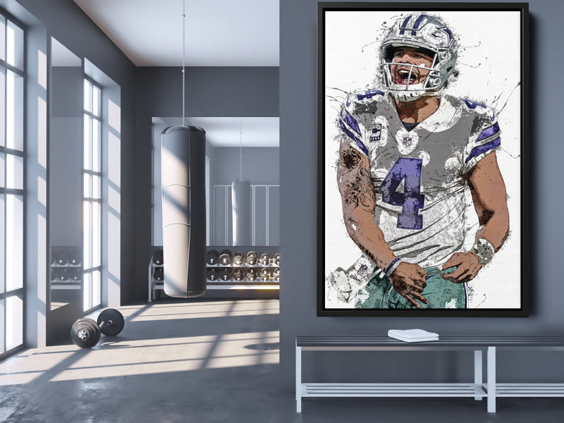 Dak Prescott Poster Dallas Cowboys Football Hand Made Posters Canvas Print Kids Wall Art Man Cave Gift Home Decor