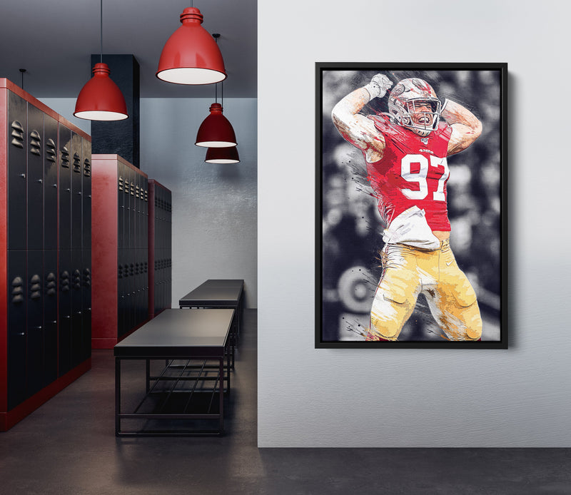 Nick Bosa Celebration Poster San Francisco 49ers Football Hand Made Posters Canvas Print Wall Art Man Cave Gift Home Kids Decor