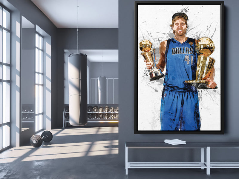 Dirk Nowitzki Championship Poster Dallas Mavericks Basketball Hand Made Posters Canvas Print Kids Wall Art Man Cave Gift Home Decor