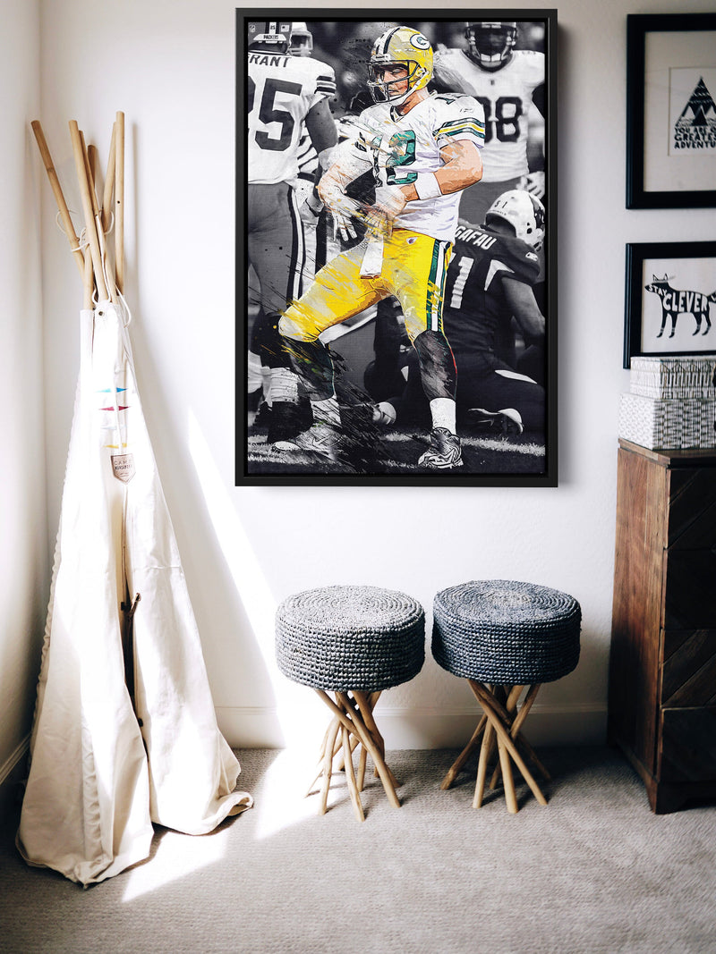 Aaron Rodgers Belt Celebration Poster Green Bay Packers Football Hand Made Posters Canvas Print Kids Wall Art Man Cave Gift Home Decor