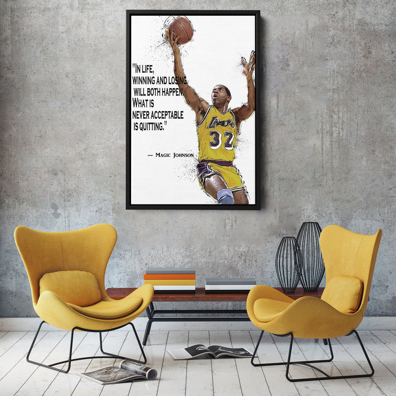 Magic Johnson Poster Los Angeles Lakers Basketball Quote Hand Made Posters Canvas Print Wall Art Home Decor