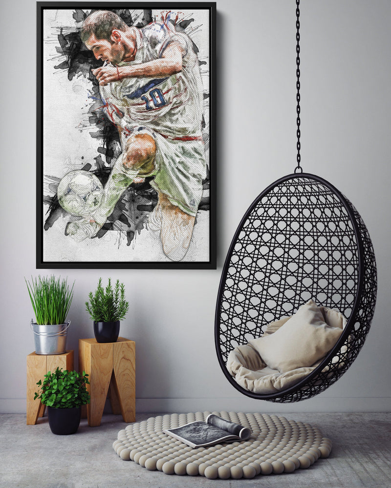 Zidane Poster Real Madrid Soccer Painting Hand Made Posters Canvas Print Kids Wall Art Man Cave Gift Home Decor