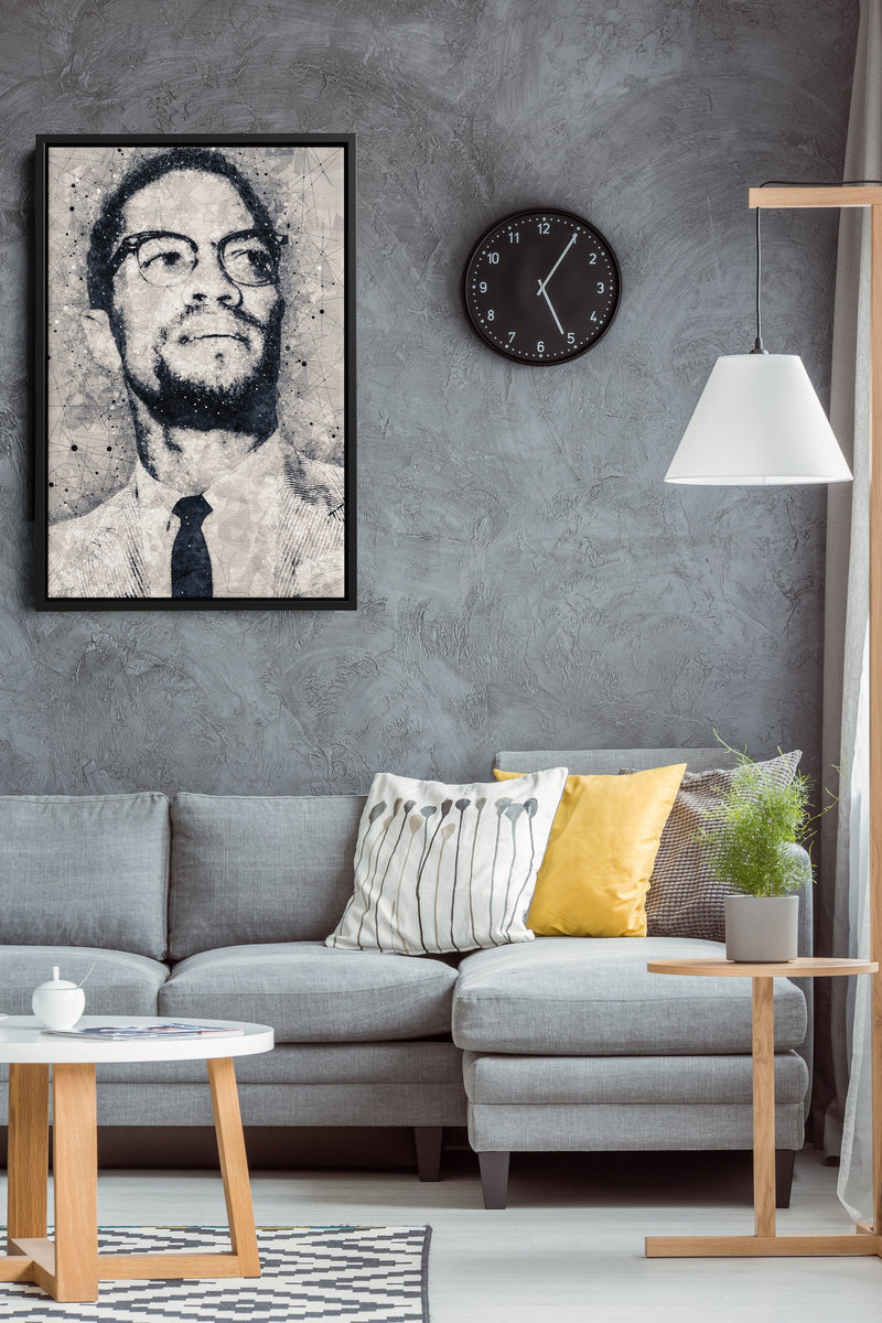 Malcolm X Poster Civil Rights Activist Geometrical Art Hand Made Posters Canvas Print Wall Art Home Decor