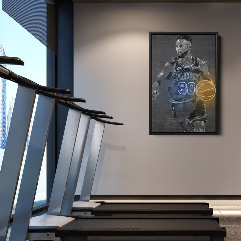 Stephen Curry Poster Graffiti Neon Golden State Warriors NBA Hand Made Poster Canvas Print Kids Wall Art Man Cave Gift Home Decor