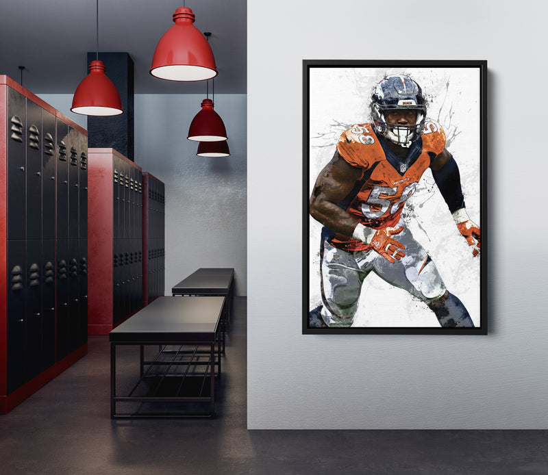 Von Miller Poster Denver Broncos Football Painting Hand Made Posters Canvas Print Kids Wall Art Man Cave Gift Home Decor