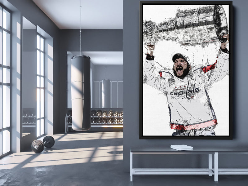 Alexander Ovechkin Poster Stanley Cup Washington Capitals Ice hockey Hand Made Posters Canvas Print Kids Wall Art Man Cave Gift Home Decor