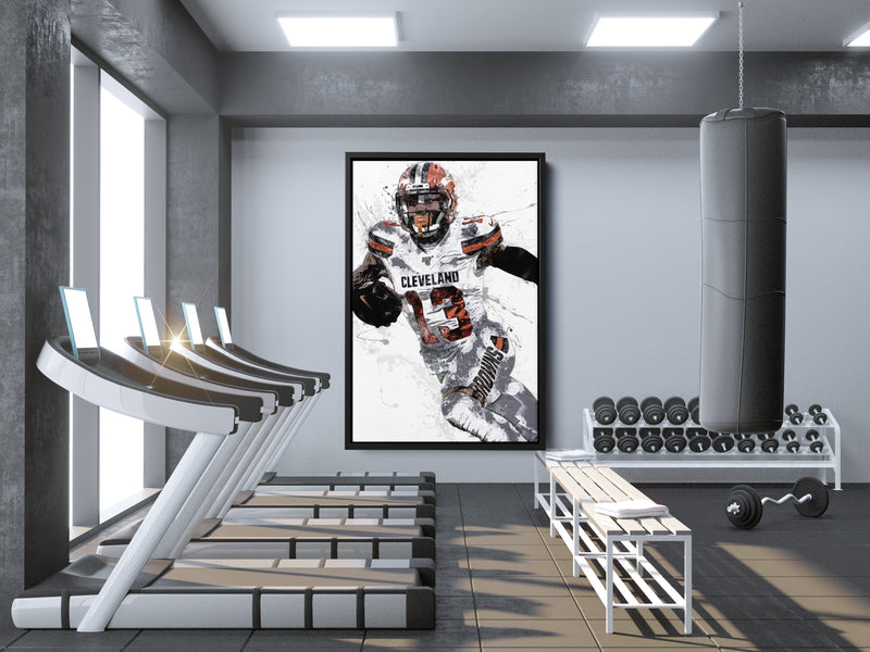 Odell Beckham Jr. Poster Cleveland Browns Football Painting Hand Made Posters Canvas Framed Print Wall Kids Art Man Cave Gift Home Decor