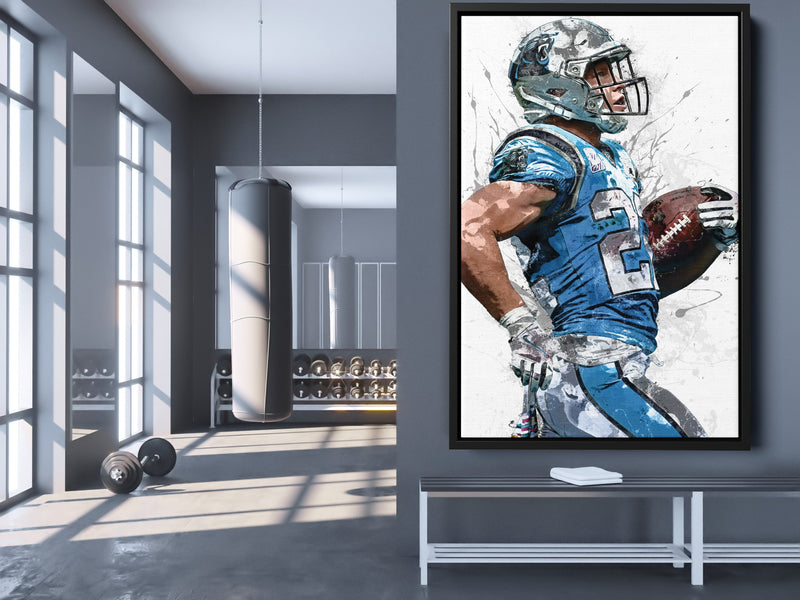 Christian McCaffrey Poster Carolina Panthers Football Painting Hand Made Posters Canvas Print Kids Wall Art Man Cave Gift Home Decor