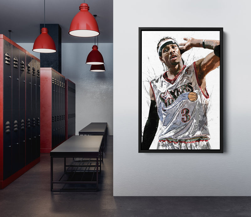 Allen Iverson Art Poster Philadelphia 76ers Basketball Hand Made Posters Canvas Print Kids Wall Art Man Cave Gift Home Decor