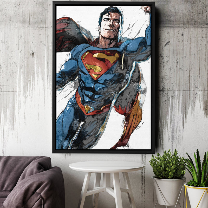 Superman Poster DC Comics Painting Hand Made Posters Canvas Print Kids Wall Art Man Cave Gift Home Decor