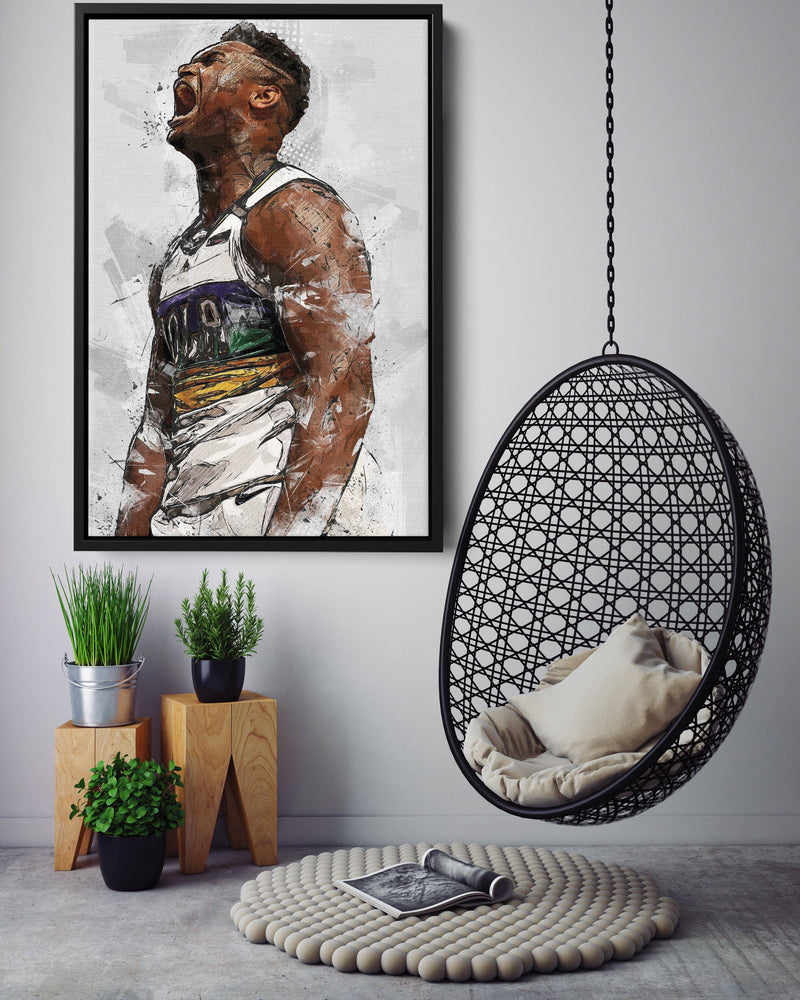 Zion Williamson Poster New Orleans Pelicans Basketball Hand Made Posters Canvas Print Wall Art Home Decor