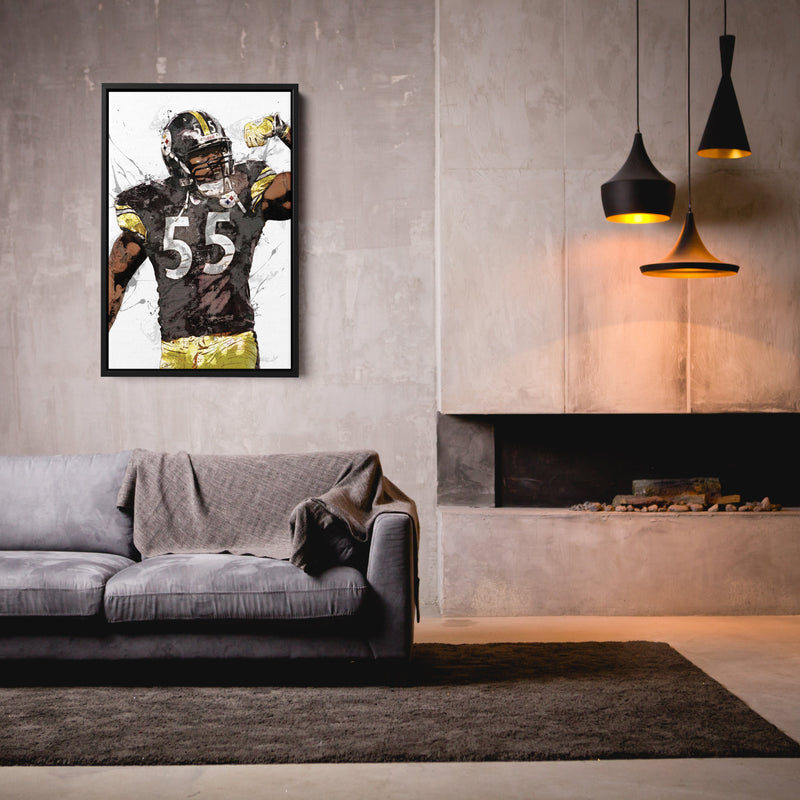 Joey Porter Poster Pittsburgh Steelers Painting Football Hand Made Posters Canvas Print Kids Wall Art Home Man Cave Gift Decor