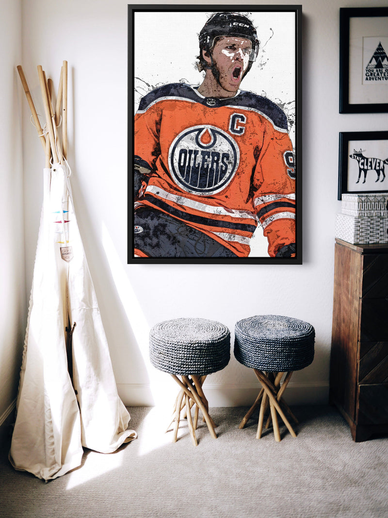 Connor McDavid Poster Edmonton Oilers Ice Hockey Painting Hand Made Posters Canvas Print Kids Wall Art Home Man Cave Gift Decor