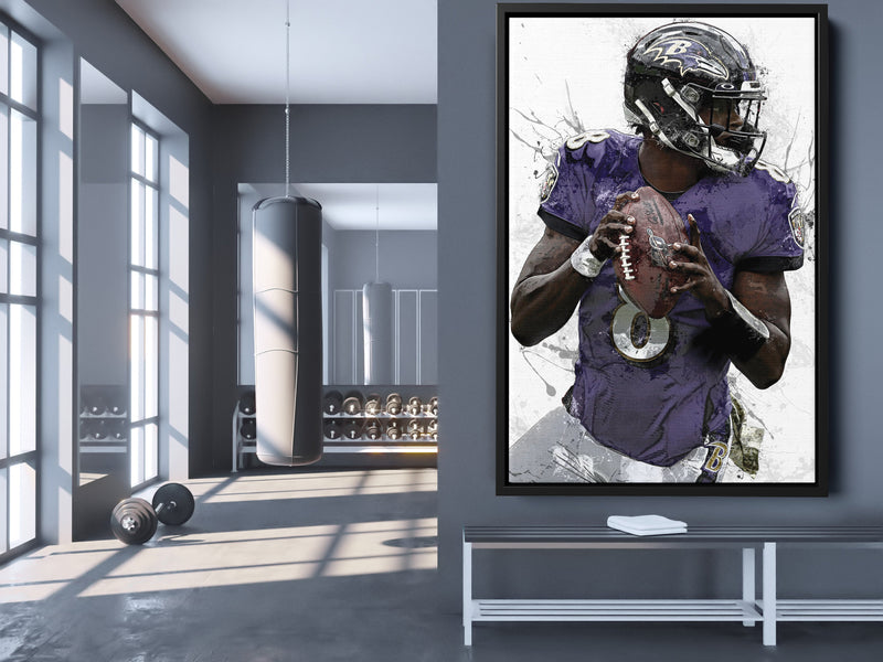 Lamar Jackson Art Poster Baltimore Ravens Football Hand Made Posters Canvas Framed Print Wall Kids Art Man Cave Gift Home Decor