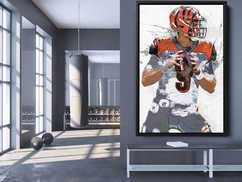 Joe Burrow Poster Cincinnati Bengals Football Painting Hand Made Posters Canvas Print Wall Art Man Cave Gift Home Kids Decor