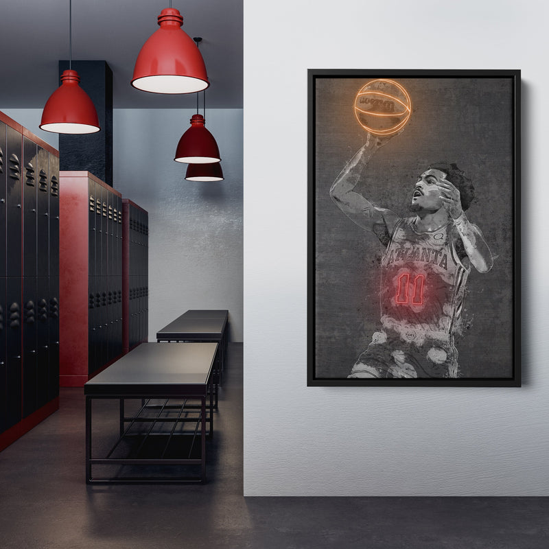 Trae Young Poster Graffiti Neon Atlanta Hawks Basketball Hand Made Poster Canvas Print Kids Wall Art Man Cave Gift Home Decor