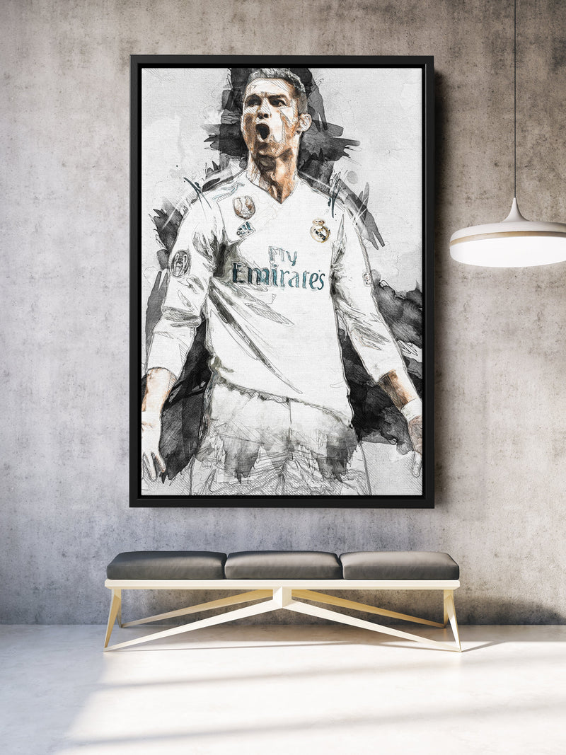 Cristiano Ronaldo Poster Real Madrid Soccer Player Hand Made Posters Canvas Framed Print Wall Kids Art Man Cave Gift Home Decor