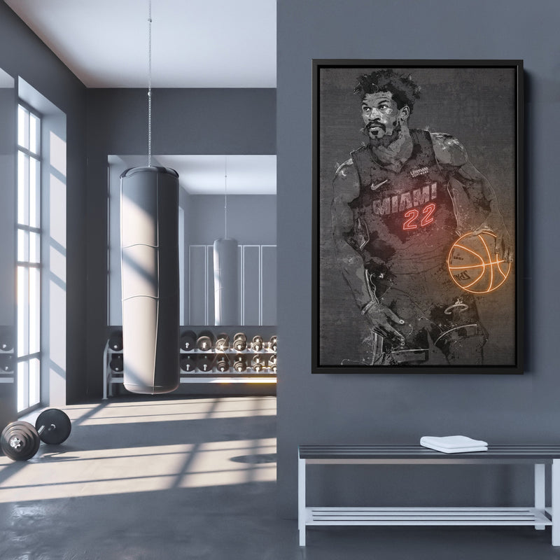 Jimmy Butler Poster Graffiti Neon Miami Heat  Basketball Hand Made Poster Canvas Print Kids Wall Art Man Cave Gift Home Decor