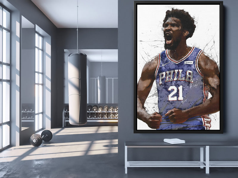 Joel Embiid Poster Philadelphia 76ers Basketball Painting Hand Made Posters Canvas Print Kids Wall Art Home Man Cave Gift Decor