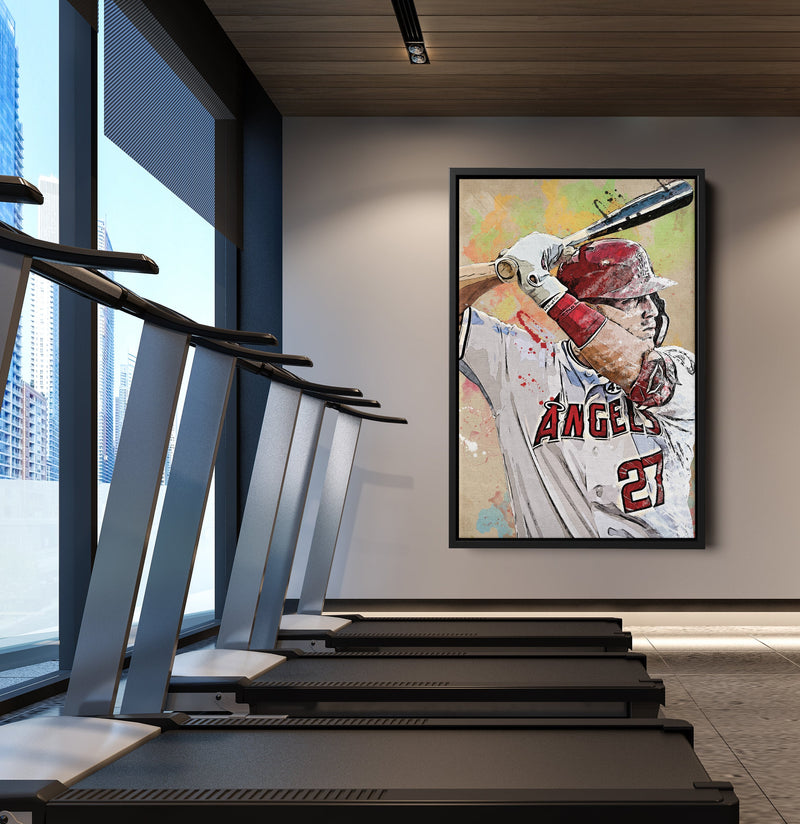 Mike Trout Poster Los Angeles Angels Baseball Hand Made Posters Canvas Print Kids Wall Art Man Cave Gift Home Decor