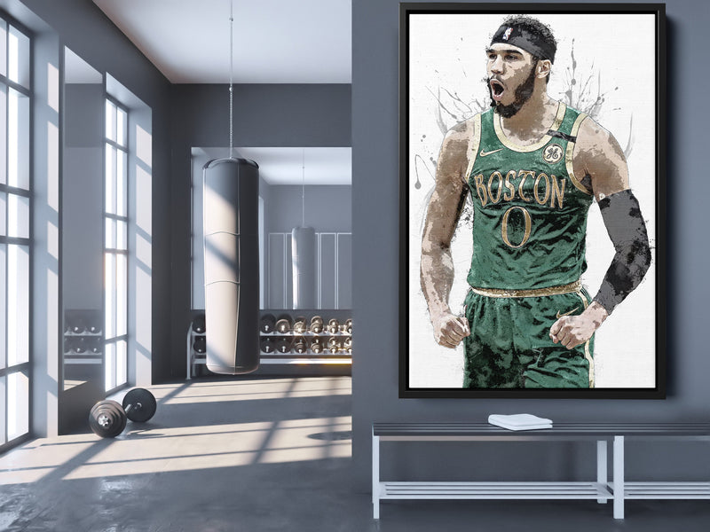 Jayson Tatum Poster Boston Celtics Basketball Painting Hand Made Posters Canvas Print Kids Wall Art Man Cave Gift Home Decor