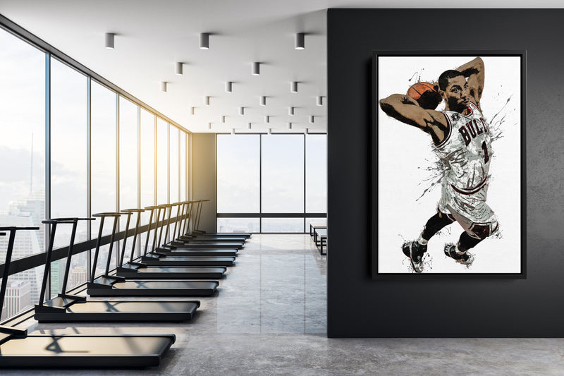 Derrick Rose Dunk Poster Chicago Bulls Basketball Hand Made Posters Canvas Print Wall Art Man Cave Gift Home Kids Decor