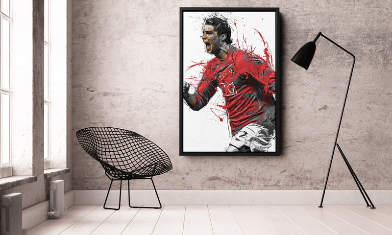 Cristiano Ronaldo Poster Soccer Player Manchester United Painting Hand Made Posters Canvas Print Kids Wall Art Man Cave Gift Home Decor