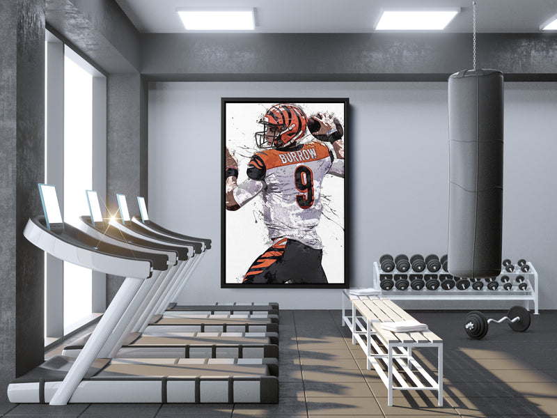 Joe Burrow Art Poster Cincinnati Bengals Football Hand Made Posters Canvas Framed Print Wall Kids Art Man Cave Gift Home Decor