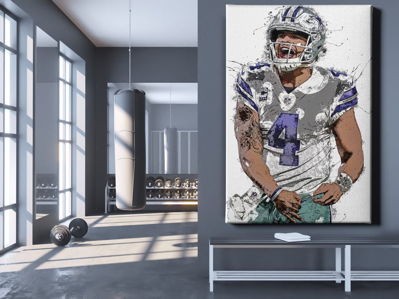 Dak Prescott Poster Dallas Cowboys Football Hand Made Posters Canvas Print Kids Wall Art Man Cave Gift Home Decor