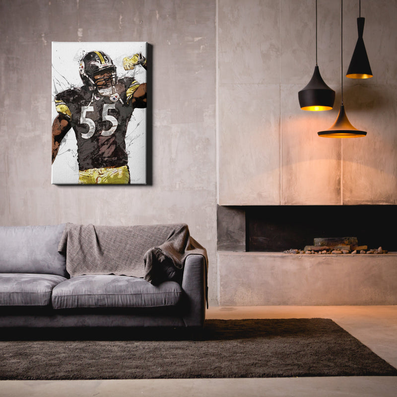 Joey Porter Poster Pittsburgh Steelers Painting Football Hand Made Posters Canvas Print Kids Wall Art Home Man Cave Gift Decor