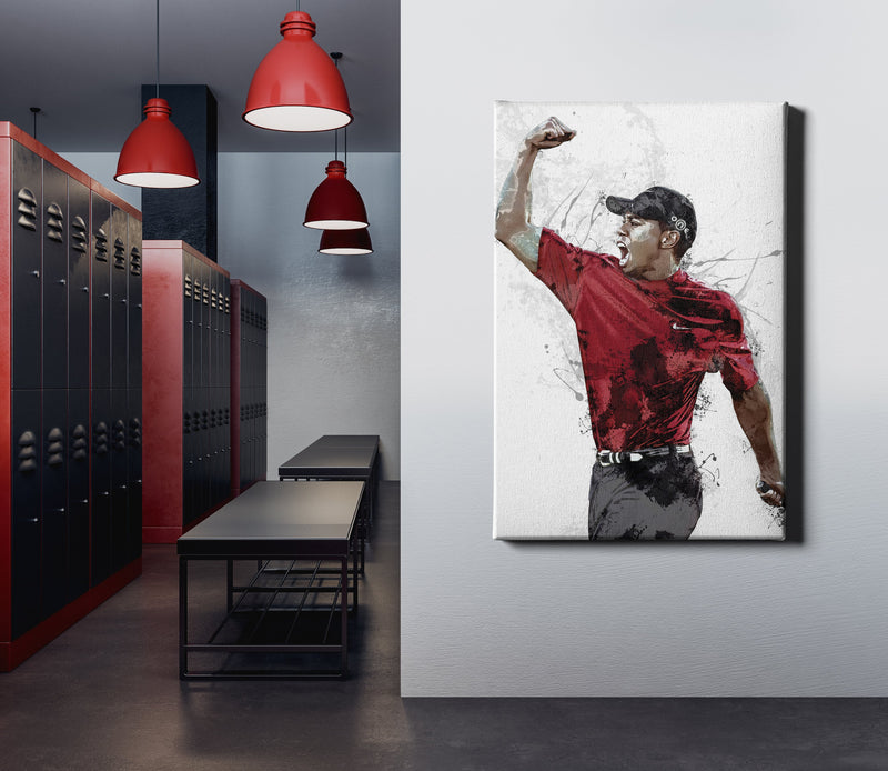 Tiger Woods Poster Masters Celebration Painting Golf Hand Made Posters Canvas Print Kids Wall Art Man Cave Gift Home Decor