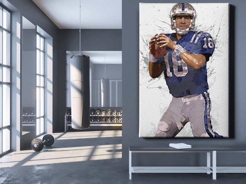 Peyton Manning Poster Indianapolis Colts Football Painting Hand Made Posters Canvas Print Kids Wall Art Man Cave Gift Home Decor