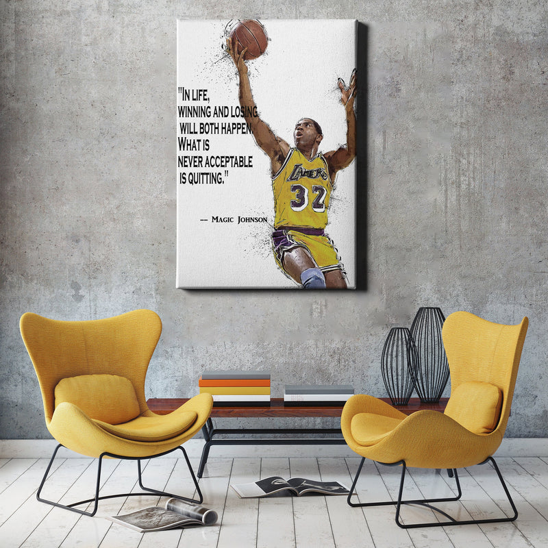 Magic Johnson Poster Los Angeles Lakers Basketball Quote Hand Made Posters Canvas Print Wall Art Home Decor