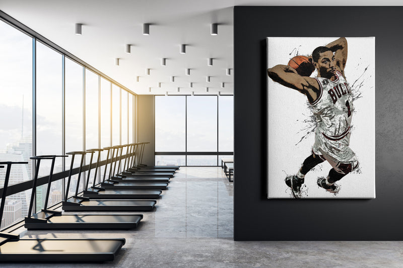 Derrick Rose Dunk Poster Chicago Bulls Basketball Hand Made Posters Canvas Print Wall Art Man Cave Gift Home Kids Decor